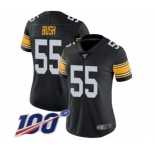 Women's Pittsburgh Steelers #55 Devin Bush Black Alternate Vapor Untouchable Limited Player 100th Season Football Jersey