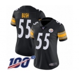 Women's Pittsburgh Steelers #55 Devin Bush Black Team Color Vapor Untouchable Limited Player 100th Season Football Jersey
