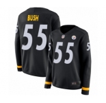 Women's Pittsburgh Steelers #55 Devin Bush Limited Black Therma Long Sleeve Football Jersey