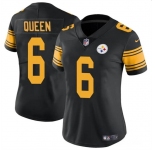 Women's Pittsburgh Steelers #6 Patrick Queen Black Color Rush Football Stitched Jersey