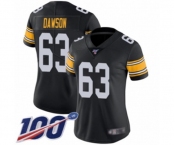 Women's Pittsburgh Steelers #63 Dermontti Dawson Black Alternate Vapor Untouchable Limited Player 100th Season Football Jersey