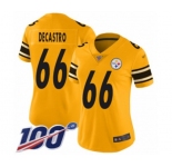 Women's Pittsburgh Steelers #66 David DeCastro Limited Gold Inverted Legend 100th Season Football Jersey