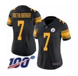 Women's Pittsburgh Steelers #7 Ben Roethlisberger Limited Black Rush Vapor Untouchable 100th Season Football Jersey