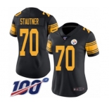 Women's Pittsburgh Steelers #70 Ernie Stautner Limited Black Rush Vapor Untouchable 100th Season Football Jersey