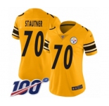 Women's Pittsburgh Steelers #70 Ernie Stautner Limited Gold Inverted Legend 100th Season Football Jersey