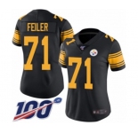 Women's Pittsburgh Steelers #71 Matt Feiler Limited Black Rush Vapor Untouchable 100th Season Football Jersey