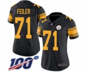 Women's Pittsburgh Steelers #71 Matt Feiler Limited Black Rush Vapor Untouchable 100th Season Football Jersey