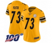 Women's Pittsburgh Steelers #73 Ramon Foster Limited Gold Inverted Legend 100th Season Football Jersey