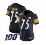 Women's Pittsburgh Steelers #75 Joe Greene Black Team Color Vapor Untouchable Limited Player 100th Season Football Jersey