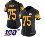 Women's Pittsburgh Steelers #75 Joe Greene Limited Black Rush Vapor Untouchable 100th Season Football Jersey