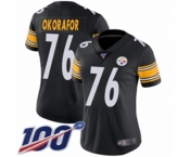 Women's Pittsburgh Steelers #76 Chukwuma Okorafor Black Team Color Vapor Untouchable Limited Player 100th Season Football Jersey