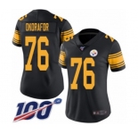 Women's Pittsburgh Steelers #76 Chukwuma Okorafor Limited Black Rush Vapor Untouchable 100th Season Football Jersey