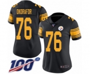Women's Pittsburgh Steelers #76 Chukwuma Okorafor Limited Black Rush Vapor Untouchable 100th Season Football Jersey