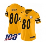 Women's Pittsburgh Steelers #80 Jack Butler Limited Gold Inverted Legend 100th Season Football Jersey