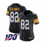 Women's Pittsburgh Steelers #82 John Stallworth Black Alternate Vapor Untouchable Limited Player 100th Season Football Jersey