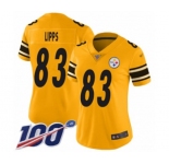 Women's Pittsburgh Steelers #83 Louis Lipps Limited Gold Inverted Legend 100th Season Football Jersey
