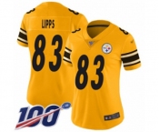 Women's Pittsburgh Steelers #83 Louis Lipps Limited Gold Inverted Legend 100th Season Football Jersey