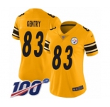 Women's Pittsburgh Steelers #83 Zach Gentry Limited Gold Inverted Legend 100th Season Football Jersey