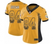 Women's Pittsburgh Steelers #84 Antonio Brown Gold Rush Drift Fashion Football Jersey