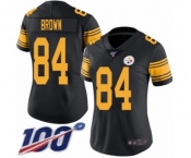 Women's Pittsburgh Steelers #84 Antonio Brown Limited Black Rush Vapor Untouchable 100th Season Football Jersey