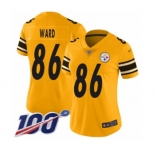 Women's Pittsburgh Steelers #86 Hines Ward Limited Gold Inverted Legend 100th Season Football Jersey
