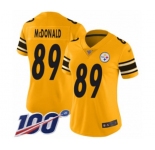 Women's Pittsburgh Steelers #89 Vance McDonald Limited Gold Inverted Legend 100th Season Football Jersey