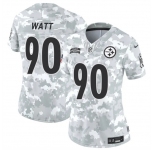 Women's Pittsburgh Steelers #90 T. J. Watt 2024 F.U.S.E Arctic Camo Salute To Service Limited Stitched Football Jersey