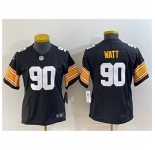 Women's Pittsburgh Steelers #90 T. J. Watt Black 2023 F.U.S.E. Stitched Jersey