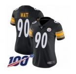 Women's Pittsburgh Steelers #90 T. J. Watt Black Team Color Vapor Untouchable Limited Player 100th Season Football Jersey