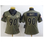 Women's Pittsburgh Steelers #90 T. J. Watt Nike Olive 2021 Salute To Service Limited Player Jersey