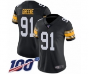 Women's Pittsburgh Steelers #91 Kevin Greene Black Alternate Vapor Untouchable Limited Player 100th Season Football Jersey