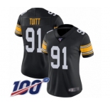 Women's Pittsburgh Steelers #91 Stephon Tuitt Black Alternate Vapor Untouchable Limited Player 100th Season Football Jersey