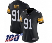 Women's Pittsburgh Steelers #91 Stephon Tuitt Black Alternate Vapor Untouchable Limited Player 100th Season Football Jersey