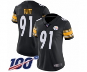 Women's Pittsburgh Steelers #91 Stephon Tuitt Black Team Color Vapor Untouchable Limited Player 100th Season Football Jersey