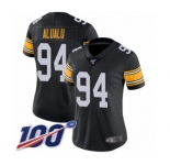 Women's Pittsburgh Steelers #94 Tyson Alualu Black Alternate Vapor Untouchable Limited Player 100th Season Football Jersey