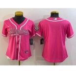 Women's Pittsburgh Steelers Blank Pink With Patch Cool Base Stitched Baseball Jersey
