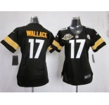 nike women nfl jerseys pittsburgh steelers #17 wallace black[80 anniversary patch]