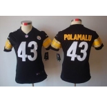nike women nfl jerseys pittsburgh steelers #43 polamalu black[nike limited]