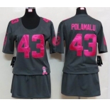 nike women nfl jerseys pittsburgh steelers #43 polamalu dk.grey[breast cancer awareness]