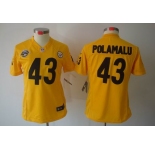 nike women nfl jerseys pittsburgh steelers #43 polamalu yellow[80th nike limited]
