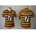 nike women pittsburgh steelers #7 roethlisberger throwback yellow-black[nike limited team 80 anniversary]