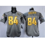 Nike Youth Pittsburgh Steelers #84 Antonio Brown Grey 80 Anniversary Patch[Nike Shadow]