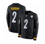 Youth Nike Pittsburgh Steelers #2 Mason Rudolph Limited Black Therma Long Sleeve NFL Jersey
