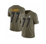 Youth Nike Pittsburgh Steelers #77 Marcus Gilbert Limited Olive 2017 Salute to Service NFL Jersey