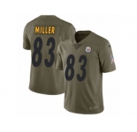 Youth Nike Pittsburgh Steelers #83 Heath Miller Limited Olive 2017 Salute to Service NFL Jersey