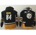 Youth Nike Pittsburgh Steelers #84 Antonio Brown Black Gold Name & Number Pullover NFL Hoodie