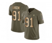 Youth Nike Pittsburgh Steelers #91 Kevin Greene Limited Olive Gold 2017 Salute to Service NFL Jersey