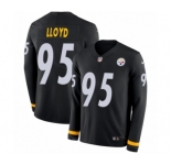 Youth Nike Pittsburgh Steelers #95 Greg Lloyd Limited Black Therma Long Sleeve NFL Jersey