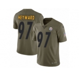Youth Nike Pittsburgh Steelers #97 Cameron Heyward Limited Olive 2017 Salute to Service NFL Jersey