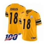 Youth Pittsburgh Steelers #18 Diontae Johnson Limited Gold Inverted Legend 100th Season Football Jersey
